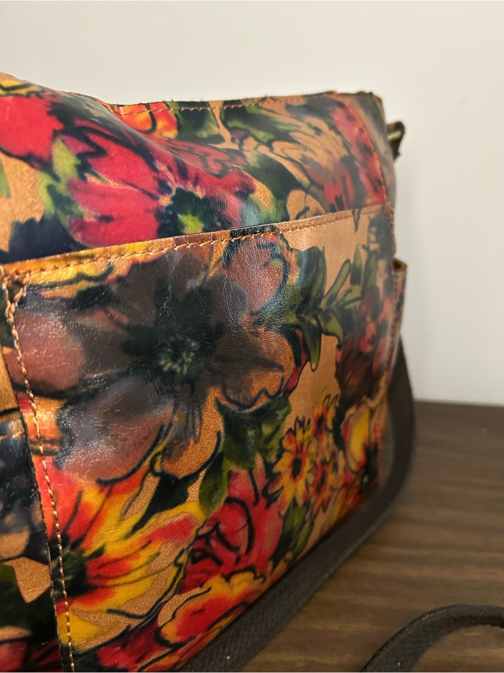 Patricia Nash Avely Summer Drawing Floral Leather Shoulder Bag - Picture 3 of 11
